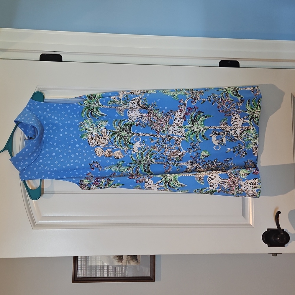 Lilly Pulitzer Portia Shift NWOT size 8 in Blue Thistle Tiger Queen Engineered